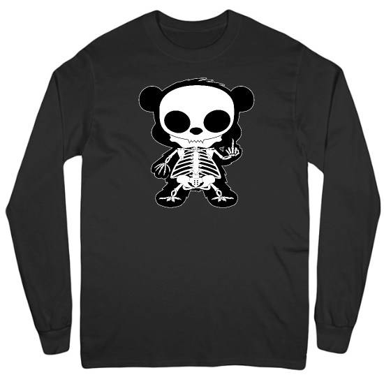 Bird Flipping Panda  Mens Long Sleeve T-Shirt