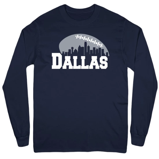 Dallas Football Skyline Fans Mens Long Sleeve T-Shirt