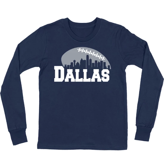 Dallas Football Skyline Fans Kids Long Sleeve T-Shirt