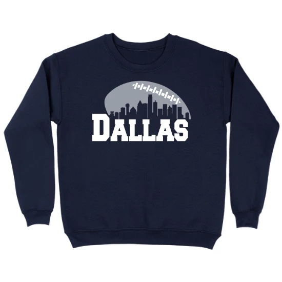 Dallas Football Skyline Fans Kids Crewneck Sweatshirt