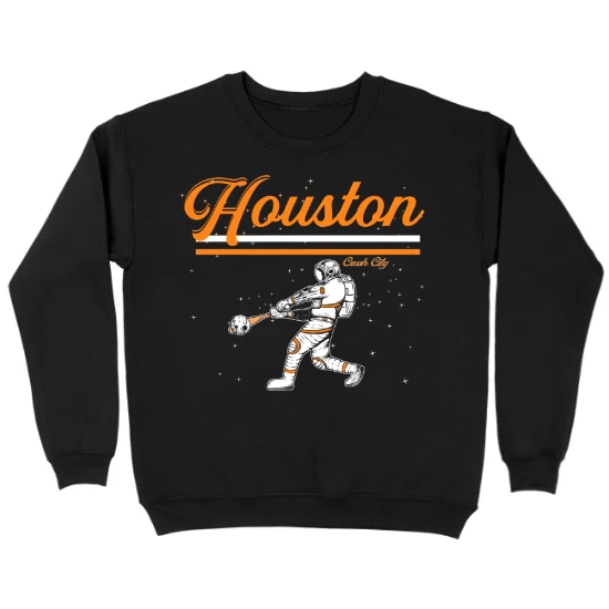 Houston Space Astronaut Baseball Kids Crewneck Sweatshirt