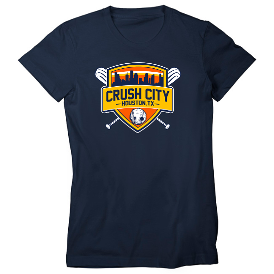 Houston Crush City Baseball Shield Womens T-Shirt