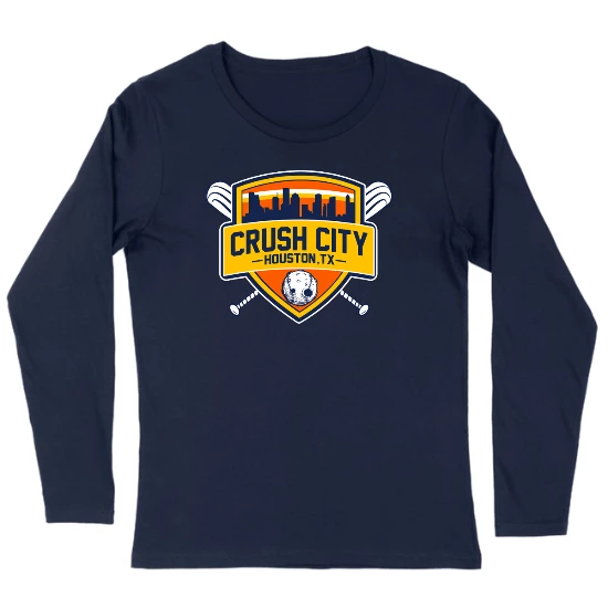 Houston Crush City Baseball Shield Womens Long sleeve T-Shirt