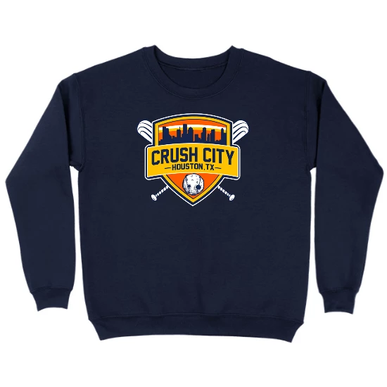 Houston Crush City Baseball Shield Kids Crewneck Sweatshirt