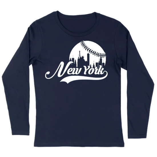 New York Baseball Fans Skyline Womens Long sleeve T-Shirt