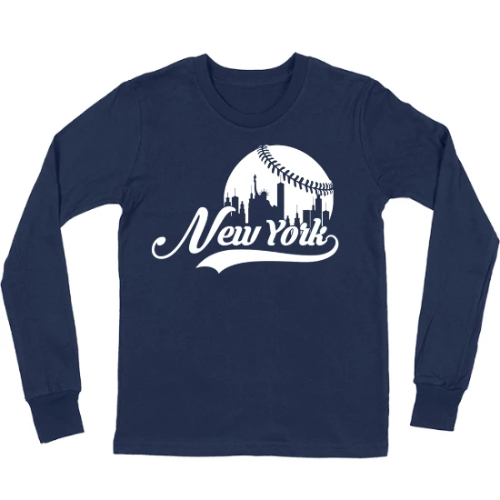 New York Baseball Fans Skyline Kids Long Sleeve T-Shirt