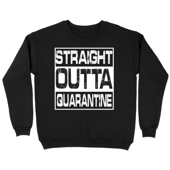 Coronavirus COVID-19 Straight Outta Quarantine Kids Crewneck Sweatshirt