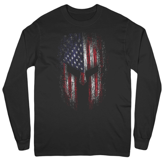 American Warrior Spartan Patriotic Mens Long Sleeve T-Shirt