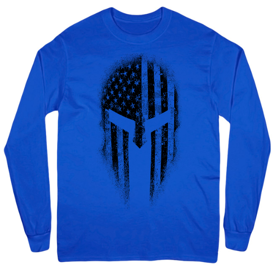 Patriotic American Spartan Warrior Mens Long Sleeve T-Shirt