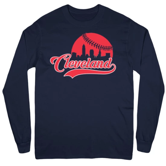 Cleveland Baseball Skyline Fans Mens Long Sleeve T-Shirt