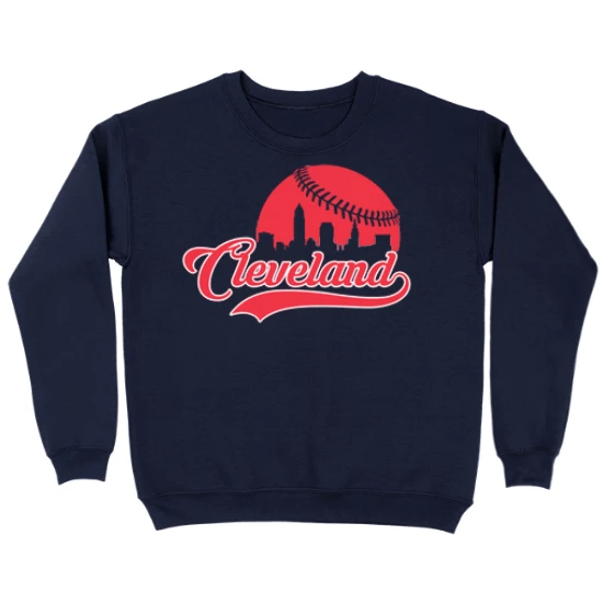 Cleveland Baseball Skyline Fans Kids Crewneck Sweatshirt