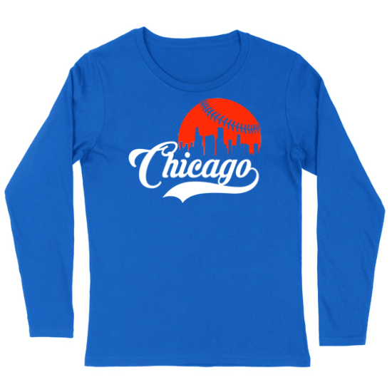 Chicago Baseball Skyline  Womens Long sleeve T-Shirt