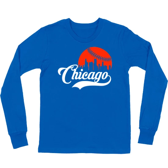 Chicago Baseball Skyline  Kids Long Sleeve T-Shirt