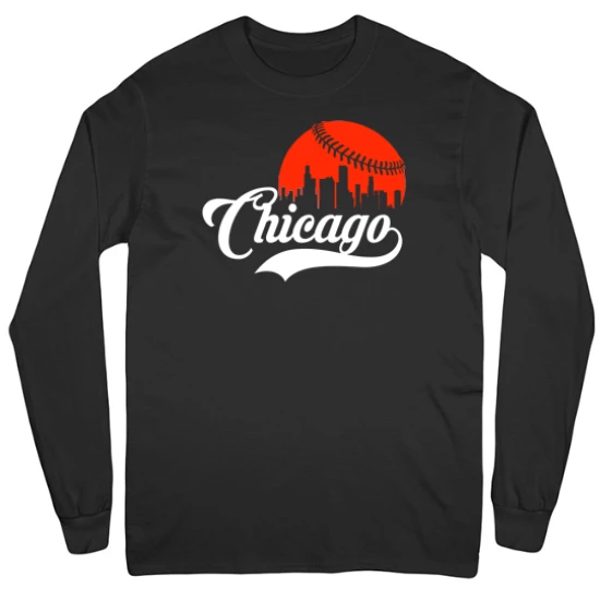 Chicago Baseball Skyline  Mens Long Sleeve T-Shirt