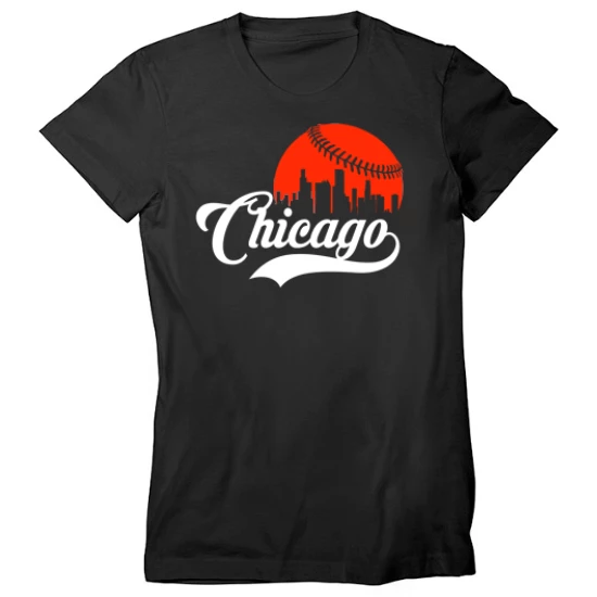 Chicago Baseball Skyline  Womens T-Shirt