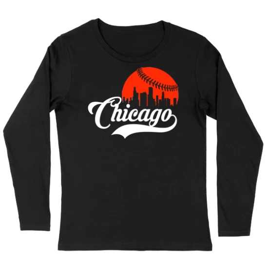 Chicago Baseball Skyline  Womens Long sleeve T-Shirt