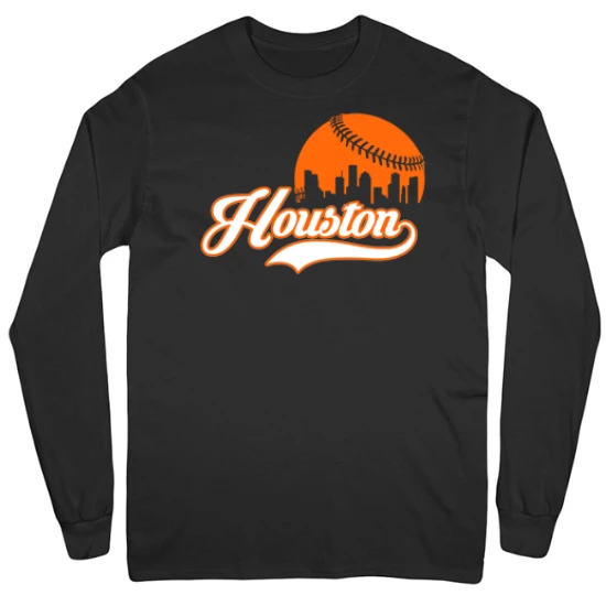 Houston Baseball Skyline Mens Long Sleeve T-Shirt