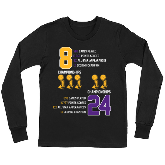 Kobe Career Stats Tribute Kids Long Sleeve T-Shirt