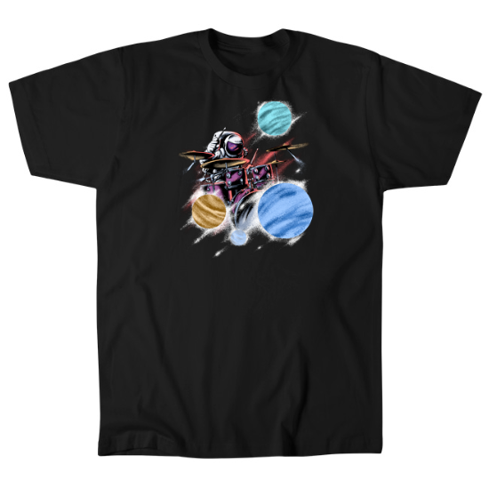 Astronaut Space Drummer Mens T-Shirt