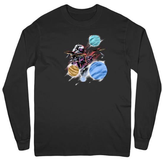 Astronaut Space Drummer Mens Long Sleeve T-Shirt