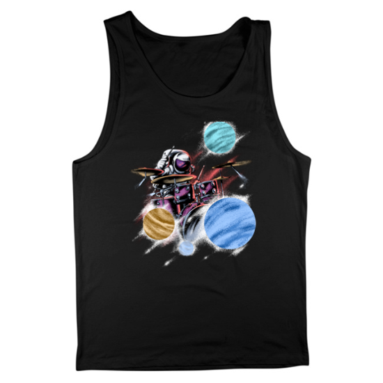 Astronaut Space Drummer Mens Tank Top