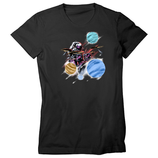 Astronaut Space Drummer Womens T-Shirt