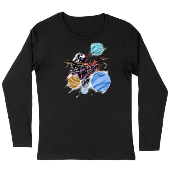 Astronaut Space Drummer Womens Long sleeve T-Shirt