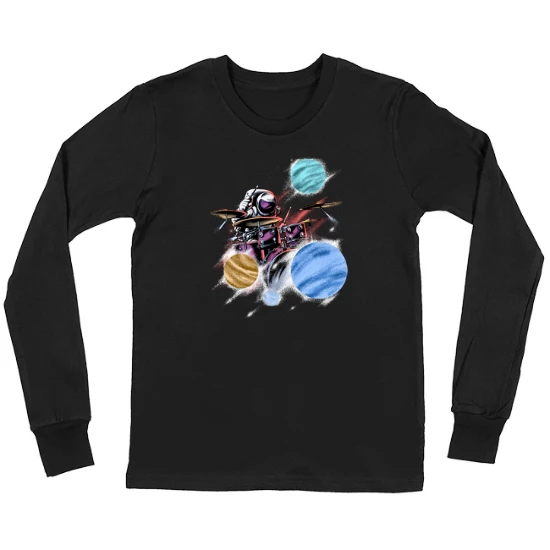 Astronaut Space Drummer Kids Long Sleeve T-Shirt