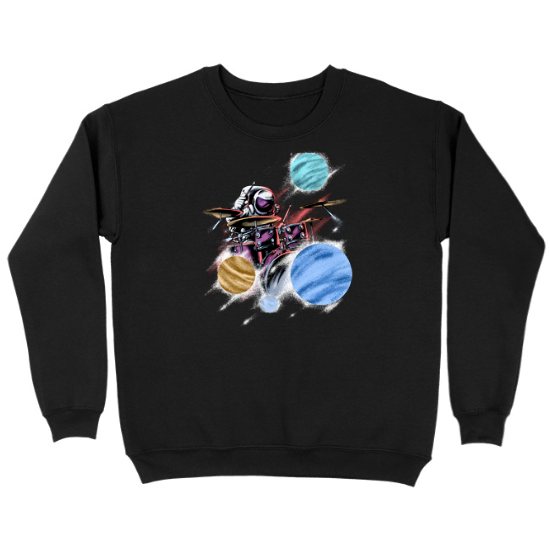 Astronaut Space Drummer Kids Crewneck Sweatshirt