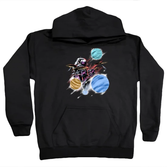 Astronaut Space Drummer Kids Hoodie