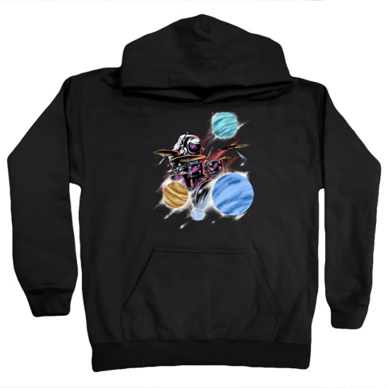 Astronaut Space Drummer Kids Hoodie