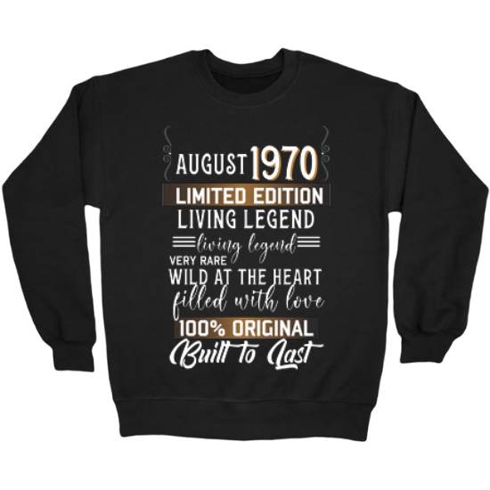 August 1970 Birthday Crewneck Sweatshirt