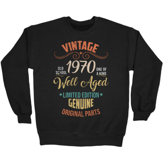 Vintage 1970 Birthday Crewneck Sweatshirt