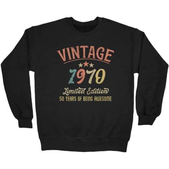 Vintage 1970 Limited Edition Birthday Crewneck Sweatshirt