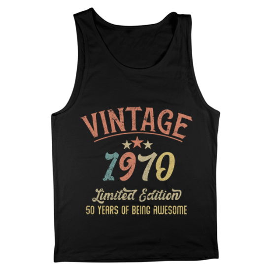 Vintage 1970 Limited Edition Birthday Mens Tank Top