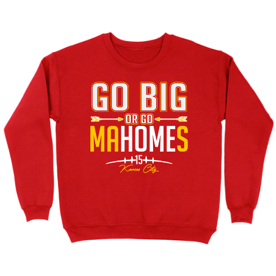 Go Big or Go MaHomes Kids Crewneck Sweatshirt