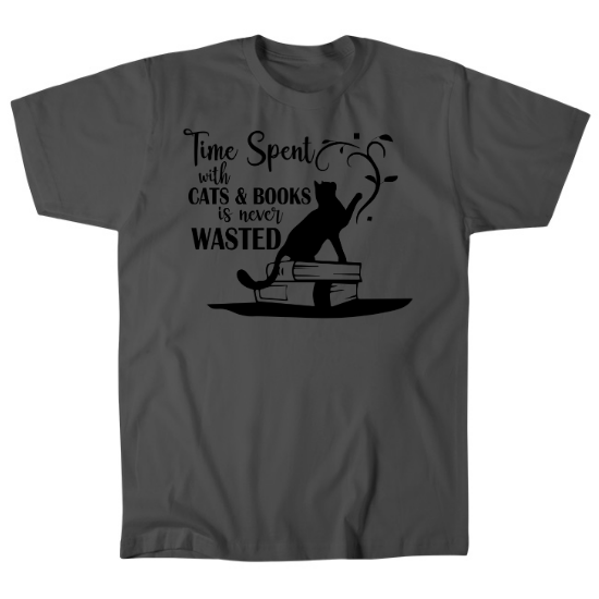 Time Spent With Cats & Books Is Never Wasted  Mens T-Shirt