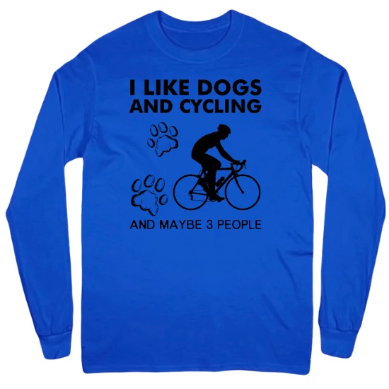I Like Dogs and Cycling and Maybe 3 People Mens Long Sleeve T-Shirt