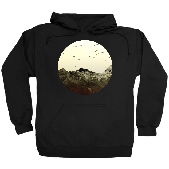 Serene Mountains Sepia Hoodie