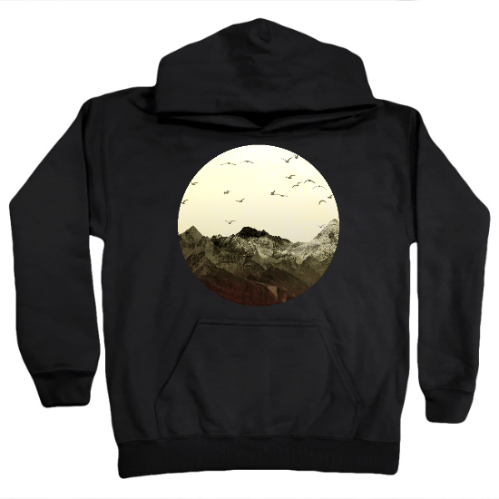 Serene Mountains Sepia Kids Hoodie