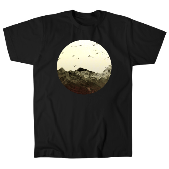 Serene Mountains Sepia Mens T-Shirt