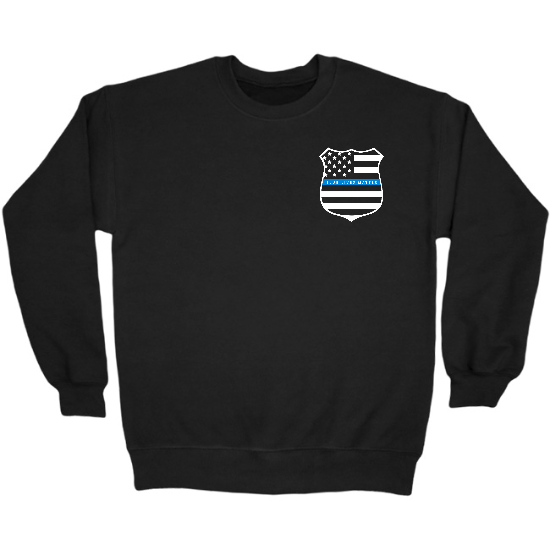 Blue Lives Matter Badge Mens T-Shirt Crewneck Sweatshirt