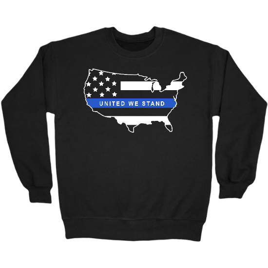 United We Stand Blue Lives USA Map Mens T-Shirt Crewneck Sweatshirt
