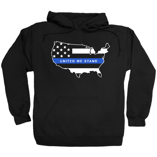 United We Stand Blue Lives USA Map Mens T-Shirt Hoodie