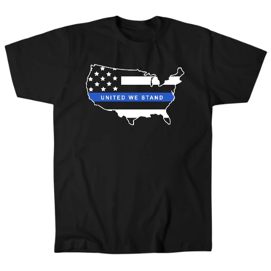 United We Stand Blue Lives USA Map Mens T-Shirt Mens T-Shirt
