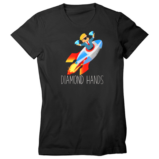 Rocket to The Moon Diamond Hands Womens T-Shirt