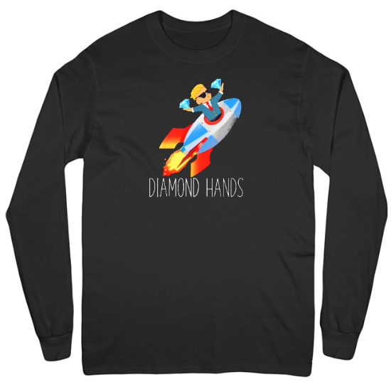 Rocket to The Moon Diamond Hands Mens Long Sleeve T-Shirt