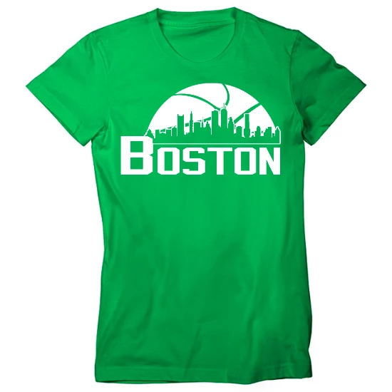 Boston Basketball Skyline Womens T-Shirt