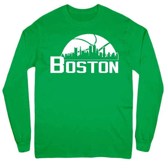 Boston Basketball Skyline Mens Long Sleeve T-Shirt
