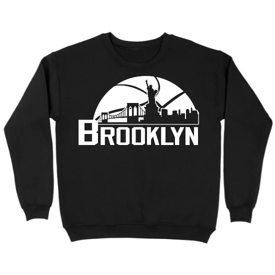 Brooklyn Basketball Skyline Kids Crewneck Sweatshirt
